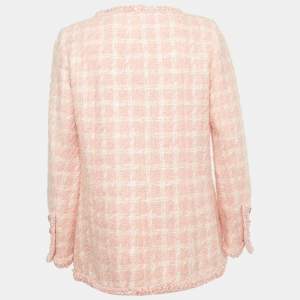 Pre Owned Chanel Pink Tweed Zip-Up Jacket M