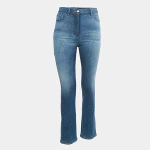مملوكة مسبقًا Chanel Blue Denim Logo Detail Slim Fit Jeans S Waist 28"