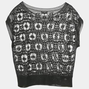 Pre Owned Chanel Black Open Knit Sheer Top L