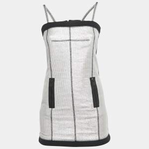 مملوكة مسبقًا Chanel Silver Lurex Knit Strappy Mini Dress S