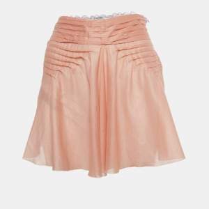 Pre Owned Chanel Peach /Lilac Two Toned Cotton Sheer Mini Skirt S