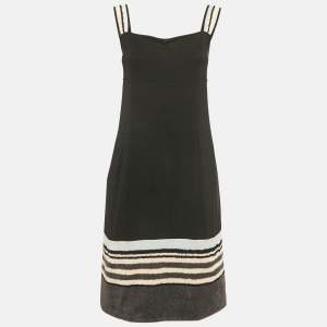مملوكة مسبقًا Chanel Black Nylon Strappy Short Dress M