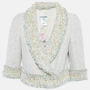 مملوكة مسبقًا Chanel Cream Tweed Crop Jacket L