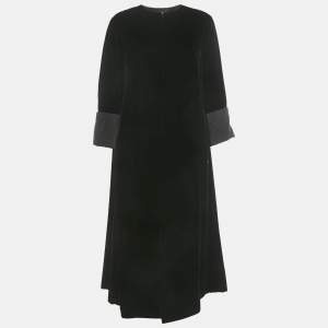 Pre Owned Chanel Black Velvet Long Cape Coat M