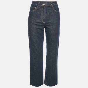 مملوكة مسبقًا بنطلون جينز بقصة ساق مستقيمة دنيم أزرق كحلي من شانيل مقاس صغير خصر 30 بوصة