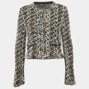 مملوكة مسبقًا كارديغان شانيل أسود بزخارف طرف خام مقاس كبير