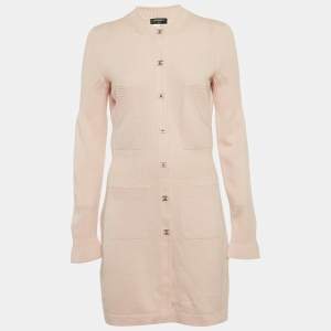 مملوكة مسبقًا Chanel Pink Cashmere Knit CC Closure Detail Mini Dress M