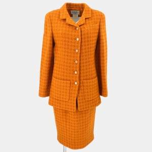 مملوكة مسبقًا Chanel Setup Suit Jacket Skirt Orange 95A #38