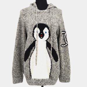 مملوكة مسبقًا Chanel 07A #42 Penguin-motif Knitted Hoodie Gray