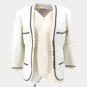 Pre Owned Chanel Collarless Jacket White  F 36