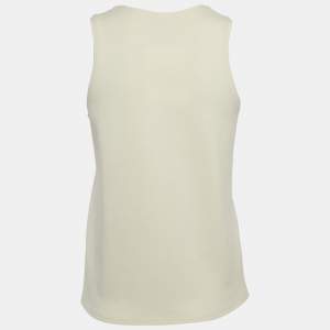 Pre Owned Chanel Cream CC Ruffled Jersey Tank Top M