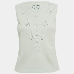 مملوكة مسبقًا Chanel Blue Stretch Knit Tassel Detail Sleeveless Top M