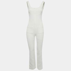 مملوكة مسبقًا Chanel White Tweed Backless Jumpsuit S