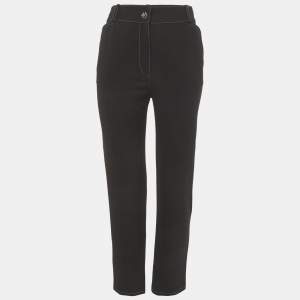 مملوكة مسبقًا Chanel Black Crepe Contrast Stich Detail Trousers M 