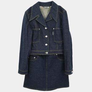 Pre Owned Chanel Setup Suit Jacket Skirt Navy #40 #38