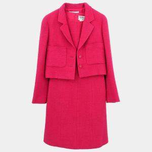 Pre Owned فستان شانييل بدون أكمام مع جاكيت وردي مقاس 36