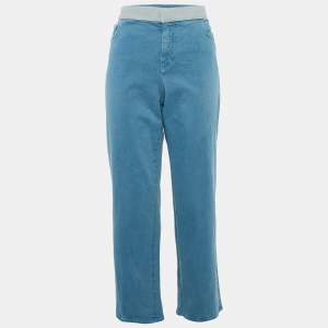 مملوكة مسبقًا Chanel Blue Denim Wide-Leg Jeans L/Waist 34"