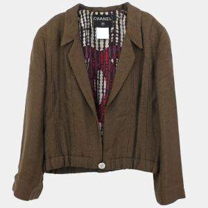 Pre Owned جاكيت شانيل بني بزر واحد 99P #34