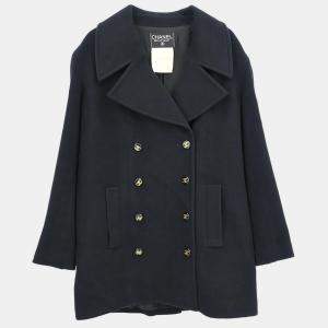 Pre Owned Chanel Double Breasted Coat Black 93A #40