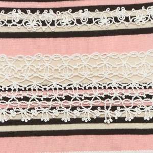 مملوكة مسبقًا Chanel Pink Striped Knit Lace Trim Mini Dress S