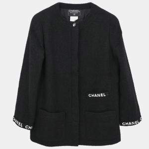 Pre Owned Chanel Single Breasted Collarless Jacket Black 95A #40