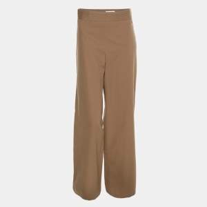 Pre Owned Chanel Beige Cotton Blend Trousers L