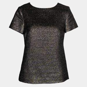 Pre Owned Chanel Metallic Short Sleeve Top S