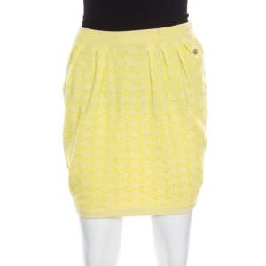 Chanel Yellow Textured Cotton Jacquard Knit Mini Skirt S