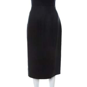 Chanel Black Linen Sheath Skirt L
