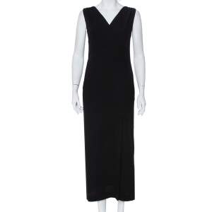 Chanel Black Wool Paneled Sleeveless Maxi Dress M