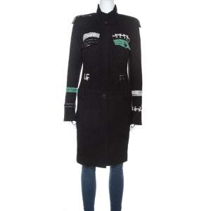 Chanel Black Wool Blend Contrast Tweed Detail Coat M