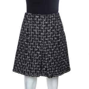 Chanel Black Tweed A Line Skirt M