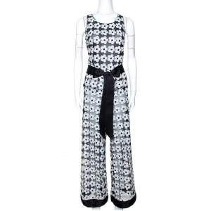 Chanel Monochrome Floral Sequined Mesh Palazzo & Top Set M