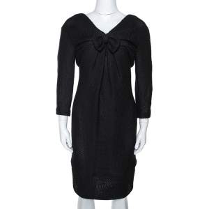 فستان شانيل قطن أسود تريكو منقوش مقاس متوسط (ميديوم)