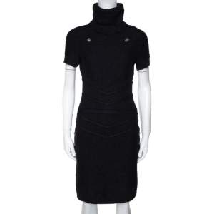 Chanel Black Cashmere Blend Turtleneck Sweater Dress S