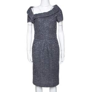Chanel Grey Wool Felted Midi Dress M