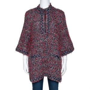 Chanel Multicolor Cashmere Silk Mesh Detailed Sweater Top L