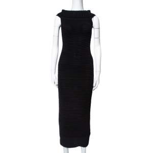 Chanel Black Rib Knit Turtle Neck Dress S