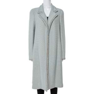 Chanel Vintage Mint Blue Tweed Open Front Coat XL