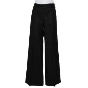 Chanel Black Wool Wide Leg Trousers M