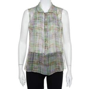 Chanel Multicolor Lurex Silk Sleeveless Shirt M