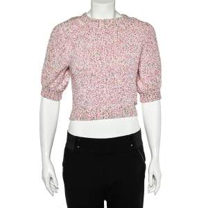 Chanel Pink Sequined Knit Sweater Top S