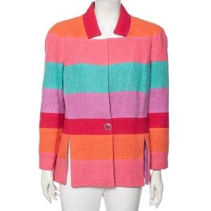 Chanel Multicolored Tweed Single Buttoned Jacket XL