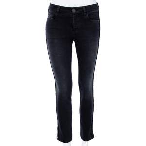 Chanel Black Denim Trimmed Straight Leg Jeans S
