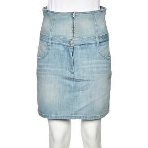 Chanel Blue Denim High Waisted Mini Skirt M