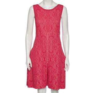 Chanel Pink Embossed Jacquard Knit Sleeveless Dress M