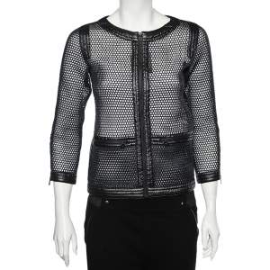 Chanel Black Mesh Zip Front Jacket S