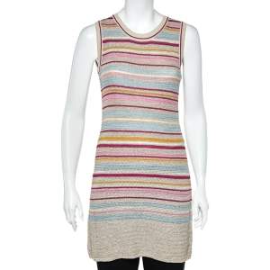 فستان شانيل تريكو قطن مخطط متعدد الألوان  بلا أكمام مقاس صغير - سمول