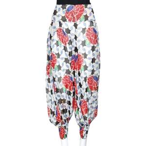 Chanel Multicolor Floral Printed Lurex Silk Harem Pants S