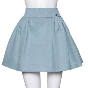 Chanel Light Blue Mesh Pleated Puff Skirt S